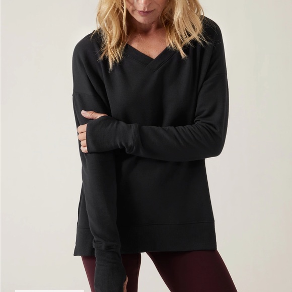 Athleta Tops - NWT Athleta Black Coaster Luxe V-neck Sweatshirt